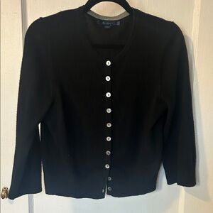 Boden Cropped Black Cashmere Cardigan Sweater